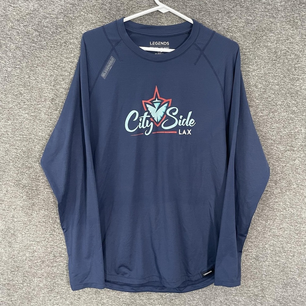 Legends Shirt Mens XL Blue CitySide LAX Long Sleeve Athletic Lacrosse Tee